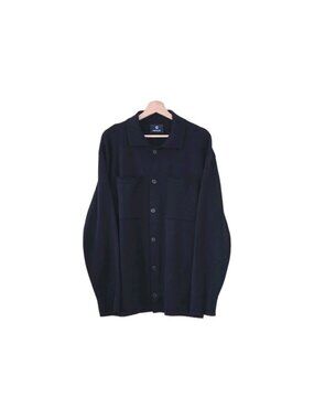 Impulso Knit Overshirt Men IT 58 XXL Navy Unlined Italy Wool Blend Nautical Edgy